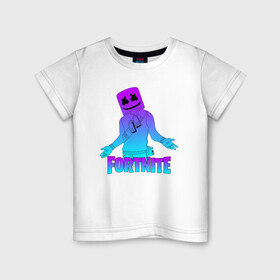 Детская футболка хлопок с принтом FORTNITE x MARSHMELLO  в городе Новоалтайск, 100% хлопок | круглый вырез горловины, полуприлегающий силуэт, длина до линии бедер | deadmau5 | fortnite | fortnite 2 | fortnite x маршмелло | ikonik | marshmello | ninja | ninja streamer | raven | travis scott | ворон | иконик | ниндзя | пили | рейвен | трэвис скотт | фортнайт