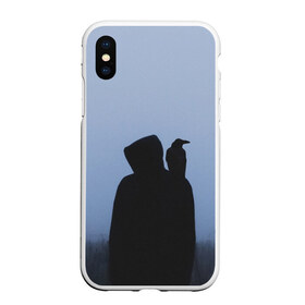 Чехол для iPhone XS Max матовый с принтом Силуэт ворон капюшон ночь в городе Новоалтайск, Силикон | Область печати: задняя сторона чехла, без боковых панелей | вечер | ворон | дьявол | капюшон | монстр | мрачно | ночь | птица | путник | силуэт | символ | сумерки | хэллоуин