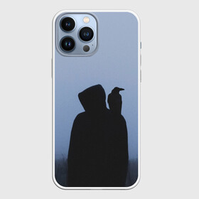 Чехол для iPhone 13 Pro Max с принтом Силуэт ворон капюшон ночь в городе Новоалтайск,  |  | вечер | ворон | дьявол | капюшон | монстр | мрачно | ночь | птица | путник | силуэт | символ | сумерки | хэллоуин