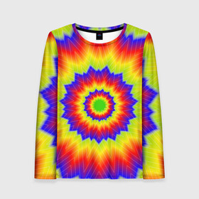 Женский лонгслив 3D с принтом Tie-Dye в городе Новоалтайск, 100% полиэстер | длинные рукава, круглый вырез горловины, полуприлегающий силуэт | abstract | colorful | dye | gradient | texture | tie | абстракция | градиент | дай | тай | текстура | цветной