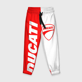 Детские брюки 3D с принтом DUCATI [4] в городе Новоалтайск, 100% полиэстер | манжеты по низу, эластичный пояс регулируется шнурком, по бокам два кармана без застежек, внутренняя часть кармана из мелкой сетки | ducati | moto | дукати | мото | мотоцикл