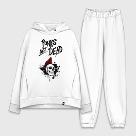 Женский костюм хлопок Oversize с принтом Punks not dead в городе Новоалтайск,  |  | punk | punks | punks not dead | skull | ирокез | панк | панк не мёртв | панк не умер | панк череп | череп | череп с ирокезом