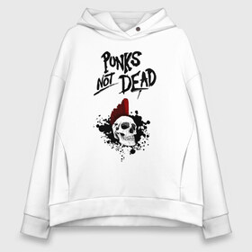 Женское худи Oversize хлопок с принтом Punks not dead в городе Новоалтайск, френч-терри — 70% хлопок, 30% полиэстер. Мягкий теплый начес внутри —100% хлопок | боковые карманы, эластичные манжеты и нижняя кромка, капюшон на магнитной кнопке | punk | punks | punks not dead | skull | ирокез | панк | панк не мёртв | панк не умер | панк череп | череп | череп с ирокезом