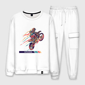 Мужской костюм хлопок с принтом Motocross (Z) в городе Новоалтайск, 100% хлопок | на свитшоте круглая горловина, мягкая резинка по низу. Брюки заужены к низу, на них два вида карманов: два “обычных” по бокам и два объемных, с клапанами, расположенные ниже линии бедра. Брюки с мягкой трикотажной резинкой на поясе и по низу штанин. В поясе для дополнительного комфорта — широкие завязки | 2020 | auto | bike | moto | motorcycle | sport | авто | автомобиль | автомобильные | байк | бренд | марка | машины | мото | мотоциклы | спорт