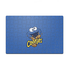 Головоломка Пазл магнитный 126 элементов с принтом Cookies в городе Новоалтайск, полимерный материал с магнитным слоем | 126 деталей, размер изделия —  180*270 мм | cookie | cookiemonster | delicious | eat | monster | yummy | еда | коржик | куки | кукимонстр | монстр | печенье | сезам | сладости | улица | улицасезам