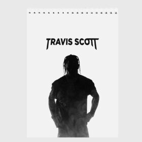 Скетчбук с принтом TRAVIS SCOTT в городе Новоалтайск, 100% бумага
 | 48 листов, плотность листов — 100 г/м2, плотность картонной обложки — 250 г/м2. Листы скреплены сверху удобной пружинной спиралью | Тематика изображения на принте: astro | astroworld | scott | travis | астро | астроворлд | скот | скотт | тревис | трэвис