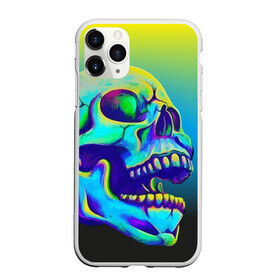 Чехол для iPhone 11 Pro Max матовый с принтом Neon skull в городе Новоалтайск, Силикон |  | color | grin | jaw | orbits | skull | teeth | зубы | оскал | пасть | цвет | череп