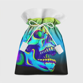Подарочный 3D мешок с принтом Neon skull в городе Новоалтайск, 100% полиэстер | Размер: 29*39 см | Тематика изображения на принте: color | grin | jaw | orbits | skull | teeth | зубы | оскал | пасть | цвет | череп