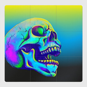 Магнитный плакат 3Х3 с принтом Neon skull в городе Новоалтайск, Полимерный материал с магнитным слоем | 9 деталей размером 9*9 см | Тематика изображения на принте: color | grin | jaw | orbits | skull | teeth | зубы | оскал | пасть | цвет | череп
