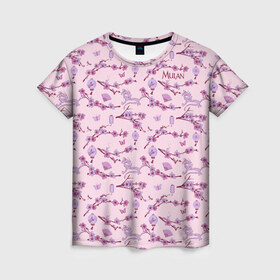 Женская футболка 3D с принтом Mulan Flowers Pattern в городе Новоалтайск, 100% полиэфир ( синтетическое хлопкоподобное полотно) | прямой крой, круглый вырез горловины, длина до линии бедер | mulan | vdosadir | бэрри кук | китай | мулан | сакура | тони бэнкрофт