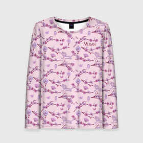 Женский лонгслив 3D с принтом Mulan Flowers Pattern в городе Новоалтайск, 100% полиэстер | длинные рукава, круглый вырез горловины, полуприлегающий силуэт | mulan | vdosadir | бэрри кук | китай | мулан | сакура | тони бэнкрофт