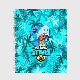 Тетрадь с принтом BRAWL STARS LEON SHARK в городе Новоалтайск, 100% бумага | 48 листов, плотность листов — 60 г/м2, плотность картонной обложки — 250 г/м2. Листы скреплены сбоку удобной пружинной спиралью. Уголки страниц и обложки скругленные. Цвет линий — светло-серый
 | bibi | brawl stars | coach mike | crow | gale | leon | leon shark | max | mecha crow | mortis | mr.p | nani | phoenix | sally leon | sandy | spike | sprout | tara | virus 8 bit | werewolf | ворон | оборотень