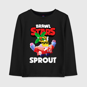 Детский лонгслив хлопок с принтом SPROUT PALMEN СПРАУТ ТРОПИКИ в городе Новоалтайск, 100% хлопок | круглый вырез горловины, полуприлегающий силуэт, длина до линии бедер | Тематика изображения на принте: bibi | brawl stars | coach mike | crow | gale | leon | leon shark | max | mecha crow | mortis | mr.p | nani | phoenix | sally leon | sandy | spike | sprout | tara | virus 8 bit | werewolf | ворон | оборотень