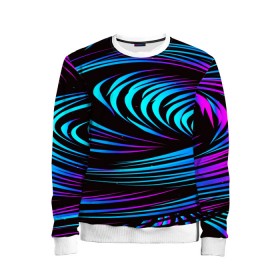 Детский свитшот 3D с принтом STRIPES WAVE в городе Новоалтайск, 100% полиэстер | свободная посадка, прямой крой, мягкая тканевая резинка на рукавах и понизу свитшота | abstract | abstraction | geometry | line | pattern | psy | абстрактный | абстракция | геометрия | краски | кубики | линии | неоновые | неоновый | психоделика | текстура