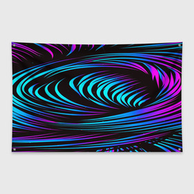 Флаг-баннер с принтом STRIPES WAVE в городе Новоалтайск, 100% полиэстер | размер 67 х 109 см, плотность ткани — 95 г/м2; по краям флага есть четыре люверса для крепления | abstract | abstraction | geometry | line | pattern | psy | абстрактный | абстракция | геометрия | краски | кубики | линии | неоновые | неоновый | психоделика | текстура
