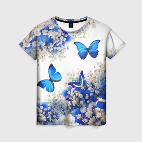 Женская футболка 3D с принтом Butterfly | Blue White в городе Новоалтайск, 100% полиэфир ( синтетическое хлопкоподобное полотно) | прямой крой, круглый вырез горловины, длина до линии бедер | butterfly | earth | flowers | forest | neon | бабочки | весенняя | весна | зелень | земля | зима | зимняя | искусство | краски | лес | летняя | лето | море | неон | океан | осенняя | природа | приятная | растения | рестение
