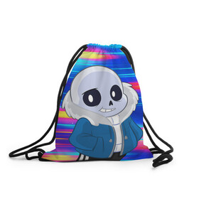Рюкзак-мешок 3D с принтом Sans undertale | Санс в городе Новоалтайск, 100% полиэстер | плотность ткани — 200 г/м2, размер — 35 х 45 см; лямки — толстые шнурки, застежка на шнуровке, без карманов и подкладки | asriel dreemurr | blaster | chara | frisk | gaster | sans | skull | undertale | азриэль дримурр | андертале | андертейл | андрайн | гастер | игра | меттатон | подземная история | подземная сказка | санс | скелет | ундертале | фриск