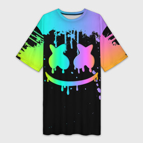 Платье-футболка 3D с принтом MARSHMELLO в городе Новоалтайск,  |  | dj | marshmello | marshmellow | usa | америка | клуб | клубная музыка | мармело | маршмелло | маршмеллоу | музыка | музыкант