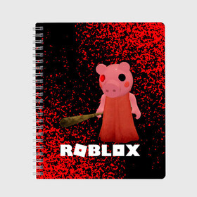 Тетрадь с принтом Roblox piggy Свинка Пигги в городе Новоалтайск, 100% бумага | 48 листов, плотность листов — 60 г/м2, плотность картонной обложки — 250 г/м2. Листы скреплены сбоку удобной пружинной спиралью. Уголки страниц и обложки скругленные. Цвет линий — светло-серый
 | game | gamer | logo | minecraft | piggi | roblox | simulator | игра | конструктор | лого | пигги | свинья | симулятор | строительство | фигура