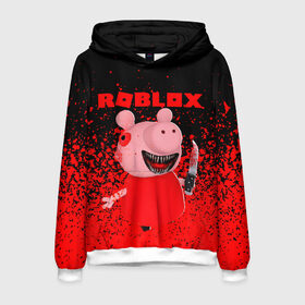 Мужская толстовка 3D с принтом Roblox piggy Свинка Пигги в городе Новоалтайск, 100% полиэстер | двухслойный капюшон со шнурком для регулировки, мягкие манжеты на рукавах и по низу толстовки, спереди карман-кенгуру с мягким внутренним слоем. | Тематика изображения на принте: game | gamer | logo | minecraft | piggi | roblox | simulator | игра | конструктор | лого | пигги | свинья | симулятор | строительство | фигура