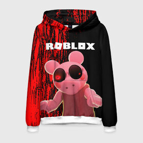 Мужская толстовка 3D с принтом Roblox piggy Свинка Пигги в городе Новоалтайск, 100% полиэстер | двухслойный капюшон со шнурком для регулировки, мягкие манжеты на рукавах и по низу толстовки, спереди карман-кенгуру с мягким внутренним слоем. | Тематика изображения на принте: game | gamer | logo | minecraft | piggi | roblox | simulator | игра | конструктор | лого | пигги | свинья | симулятор | строительство | фигура