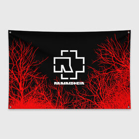 Флаг-баннер с принтом RAMMSTEIN в городе Новоалтайск, 100% полиэстер | размер 67 х 109 см, плотность ткани — 95 г/м2; по краям флага есть четыре люверса для крепления | lindemann | lm | rammstein | rock | кристиан лоренц | линдеманн | лм | музыка | рамштайн | рок | тилль линдеманн