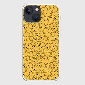 Чехол для iPhone 13 mini с принтом Покемон Пикачу в городе Новоалтайск,  |  | doodling | pikachu | pokemon | textures | дудлинг | желтый покемон | пика пика | пикачу | покемон | покемоны | стикербомбинг | текстуры | фон