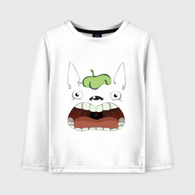 Детский лонгслив хлопок с принтом Scream Totoro в городе Новоалтайск, 100% хлопок | круглый вырез горловины, полуприлегающий силуэт, длина до линии бедер | forest | ghibli | japan | miyazaki | nature | neigbor | neighbour | totoro | анимация | аниме | гибли | друг | животные | лес | любовь | милый | мир | миядзаки | мульт | мультфильм | приключения | природа | сказка | сосед | тоторо