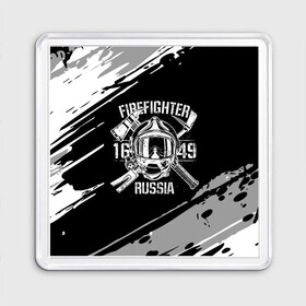 Магнит 55*55 с принтом FIREFIGHTER 1649 RUSSIA в городе Новоалтайск, Пластик | Размер: 65*65 мм; Размер печати: 55*55 мм | Тематика изображения на принте: 112 | 27 декабря | firefighter | багор | белая | герб | гкчс | знак | лого | логотип | маска | мчс | мчсник | пожарная охрана | пожарник | пожарный | пч | россии | рф | серая | символ | служба | состаренная