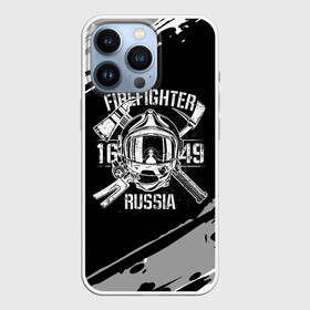 Чехол для iPhone 13 Pro с принтом FIREFIGHTER 1649 RUSSIA в городе Новоалтайск,  |  | 112 | 27 декабря | firefighter | багор | белая | герб | гкчс | знак | лого | логотип | маска | мчс | мчсник | пожарная охрана | пожарник | пожарный | пч | россии | рф | серая | символ | служба | состаренная