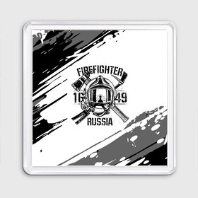 Магнит 55*55 с принтом FIREFIGHTER 1649 RUSSIA в городе Новоалтайск, Пластик | Размер: 65*65 мм; Размер печати: 55*55 мм | Тематика изображения на принте: 112 | 27 декабря | firefighter | багор | белая | герб | гкчс | знак | лого | логотип | маска | мчс | мчсник | пожарная охрана | пожарник | пожарный | пч | россии | рф | серая | символ | служба | состаренная