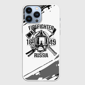 Чехол для iPhone 13 Pro Max с принтом FIREFIGHTER 1649 RUSSIA в городе Новоалтайск,  |  | 112 | 27 декабря | firefighter | багор | белая | герб | гкчс | знак | лого | логотип | маска | мчс | мчсник | пожарная охрана | пожарник | пожарный | пч | россии | рф | серая | символ | служба | состаренная