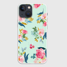 Чехол для iPhone 13 mini с принтом Цветы в городе Новоалтайск,  |  | 2020 | summer | желтый | зеленый | летний принт | лето | розовые цветы | розовый | цветочки | цветы