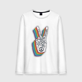 Мужской лонгслив хлопок с принтом PEACE LOVE HOPE (Z) в городе Новоалтайск, 100% хлопок |  | hope | love | peace | два пальца | жесть | знак | любить | любовь | мир | радуга | хипи | хиппи