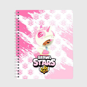 Тетрадь с принтом Brawl stars Unicorn в городе Новоалтайск, 100% бумага | 48 листов, плотность листов — 60 г/м2, плотность картонной обложки — 250 г/м2. Листы скреплены сбоку удобной пружинной спиралью. Уголки страниц и обложки скругленные. Цвет линий — светло-серый
 | bibi | brawl stars | coach mike | leon | leon shark | mecha crow | mr.p | sally leon | sandy | sprout | unicorn | virus 8 bit | биби | бравл старс | вирус 8 бит | леон | оборотень | спроут | сэли леон