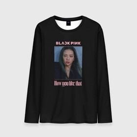 Мужской лонгслив 3D с принтом BLACKPINK - Jisoo в городе Новоалтайск, 100% полиэстер | длинные рукава, круглый вырез горловины, полуприлегающий силуэт | black pink | blackpink | how you like that | jenni | jennie | jiso | jisoo | k pop | kpop | lisa | rose | блэк пинк | блэкпинк | джени | дженни | джизо | джисо | джисоо | к поп | кей поп | корея | лиза | лиса | роза | роуз | роус | черно розовый