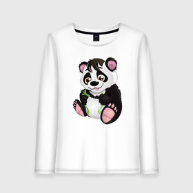 Женский лонгслив хлопок с принтом Панденыш Panda в городе Новоалтайск, 100% хлопок |  | animal | animals | bear | bears | line | panda | pands | sky | беар | бир | детская | детское | животные | медведь | медвежонок | облака | облачки | панда | подарок | самолёт | самолетик