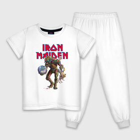 Детская пижама хлопок с принтом Iron Maiden в городе Новоалтайск, 100% хлопок |  брюки и футболка прямого кроя, без карманов, на брюках мягкая резинка на поясе и по низу штанин
 | iron maiden | metall | rock | skull | адриан смит | айрон мейден | британия | брюс дикинсон | группа | дэйв мюррей | железная дева | ирон майден | метал | мрачный | музыка | нико макбрэйн | песни | рок | стив харрис