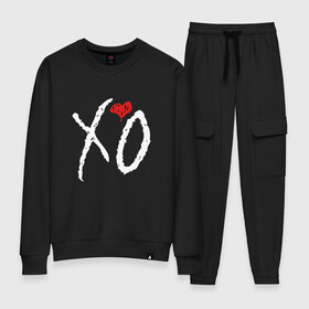 Женский костюм хлопок с принтом The Weeknd XO в городе Новоалтайск, 100% хлопок | на свитшоте круглая горловина, мягкая резинка по низу. Брюки заужены к низу, на них два вида карманов: два 