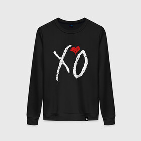 Женский свитшот хлопок с принтом The Weeknd XO в городе Новоалтайск, 100% хлопок | прямой крой, круглый вырез, на манжетах и по низу широкая трикотажная резинка  | the weeknd xo | xo | музыка | певец | уикнд | эйбел макконен тесфайе