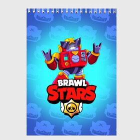 Скетчбук с принтом Вольт - Brawl Stars в городе Новоалтайск, 100% бумага
 | 48 листов, плотность листов — 100 г/м2, плотность картонной обложки — 250 г/м2. Листы скреплены сверху удобной пружинной спиралью | Тематика изображения на принте: surge | volt | бравл | бравлер | бравлпасс | бравлстарс | бравлстарсигра | бравлстарсновыйперс | бравлы | новый перс | перс бравл | робот | сурж