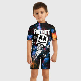 Детский купальный костюм 3D с принтом FORTNITE x MARSHMELLO в городе Новоалтайск, Полиэстер 85%, Спандекс 15% | застежка на молнии на спине | Тематика изображения на принте: deadmau5 | fortnite | fortnite 2 | fortnite x маршмелло | ikonik | marshmello | ninja | ninja streamer | raven | travis scott | ворон | иконик | ниндзя | пили | рейвен | трэвис скотт | фортнайт