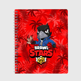 Тетрадь с принтом BRAWL STARS CROW ВОРОН в городе Новоалтайск, 100% бумага | 48 листов, плотность листов — 60 г/м2, плотность картонной обложки — 250 г/м2. Листы скреплены сбоку удобной пружинной спиралью. Уголки страниц и обложки скругленные. Цвет линий — светло-серый
 | bibi | brawl stars | coach mike | crow | evil gene | gale | gene | leon | leon shark | max | mecha crow | mortis | mr.p | nani | phoenix | sally leon | sandy | spike | sprout | surge | tara | virus 8 bit | werewolf | волна | ворон | джин | л