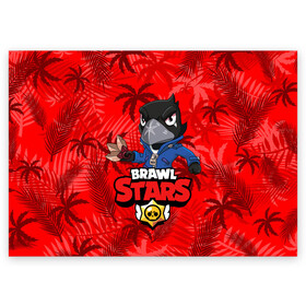 Поздравительная открытка с принтом BRAWL STARS CROW | ВОРОН в городе Новоалтайск, 100% бумага | плотность бумаги 280 г/м2, матовая, на обратной стороне линовка и место для марки
 | bibi | brawl stars | coach mike | crow | evil gene | gale | gene | leon | leon shark | max | mecha crow | mortis | mr.p | nani | phoenix | sally leon | sandy | spike | sprout | surge | tara | virus 8 bit | werewolf | волна | ворон | джин | л