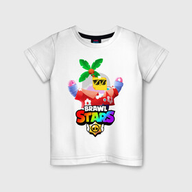 Детская футболка хлопок с принтом BRAWL STARS SPROUT TROPICAL в городе Новоалтайск, 100% хлопок | круглый вырез горловины, полуприлегающий силуэт, длина до линии бедер | brawl stars | crow | gale | leon | leon shark | max | mr.p | palmen | rainbow | sally leon | shark | sprout | tara | tropical sprout | virus 8 bit | werewolf leon | акула | берли | бравл старс | ворон | макс | оборотень | пальмы | радуга |