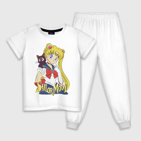 Детская пижама хлопок с принтом Sailor Moon & Luna в городе Новоалтайск, 100% хлопок |  брюки и футболка прямого кроя, без карманов, на брюках мягкая резинка на поясе и по низу штанин
 | cat | girl | kitty | luna | moon | sailor moon | sailormoon | девочка | кот | котик | котэ | кошка | луна | мультяшка | сейлормун | сэйлор мун