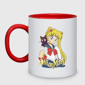 Кружка двухцветная с принтом Sailor Moon & Luna в городе Новоалтайск, керамика | объем — 330 мл, диаметр — 80 мм. Цветная ручка и кайма сверху, в некоторых цветах — вся внутренняя часть | cat | girl | kitty | luna | moon | sailor moon | sailormoon | девочка | кот | котик | котэ | кошка | луна | мультяшка | сейлормун | сэйлор мун