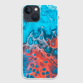 Чехол для iPhone 13 mini с принтом Цветные разводы в городе Новоалтайск,  |  | textures | абстракция | арт | голубое | красный | море | небо | разные цвета | розовый | текстуры | фон | цветные разводы | цветовые разводы