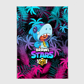Постер с принтом BRAWL STARS LEON SHARK | ЛЕОН в городе Новоалтайск, 100% бумага
 | бумага, плотность 150 мг. Матовая, но за счет высокого коэффициента гладкости имеет небольшой блеск и дает на свету блики, но в отличии от глянцевой бумаги не покрыта лаком | brawl stars | crow | gale | leon | leon shark | max | mr.p | palmen | rainbow | sally leon | shark | sprout | tara | tropical sprout | virus 8 bit | werewolf leon | акула | берли | бравл старс | ворон | макс | оборотень | пальмы | радуга |