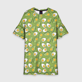Детское платье 3D с принтом Avocado and Eggs в городе Новоалтайск, 100% полиэстер | прямой силуэт, чуть расширенный к низу. Круглая горловина, на рукавах — воланы | avo | avocado | avoegg | egg | eggs | авокадо | яйца